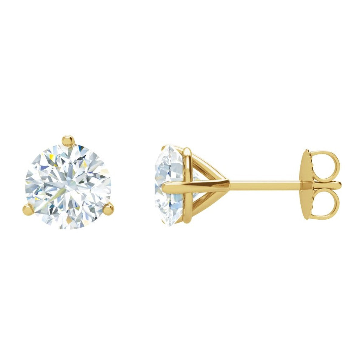 Round Diamond 3-Prong Stud Earrings