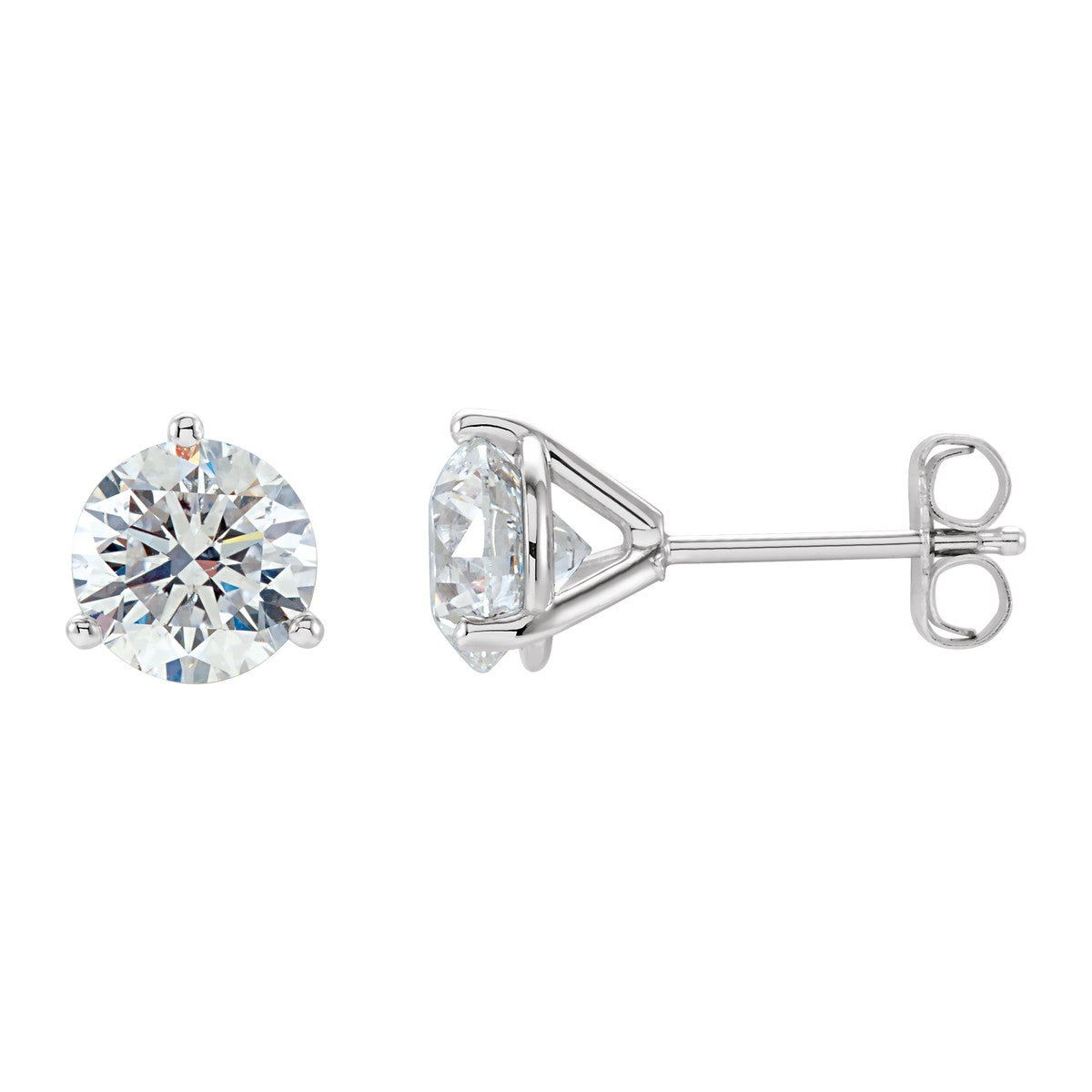 Round Diamond 3-Prong Stud Earrings
