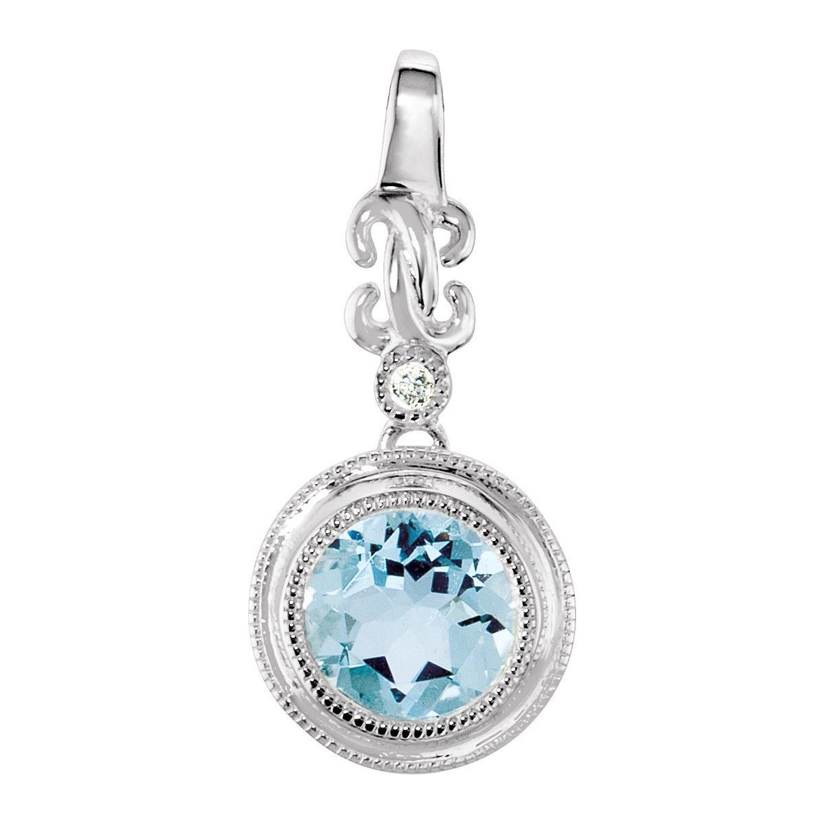 Aquamarine Granulated Bezel Pendant