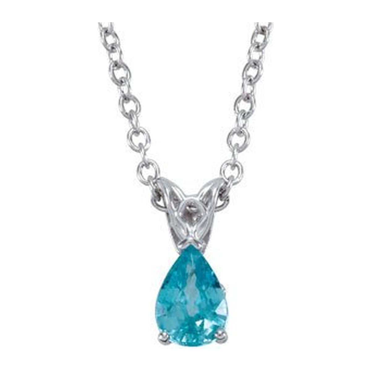 Blue Zircon Pear Necklace