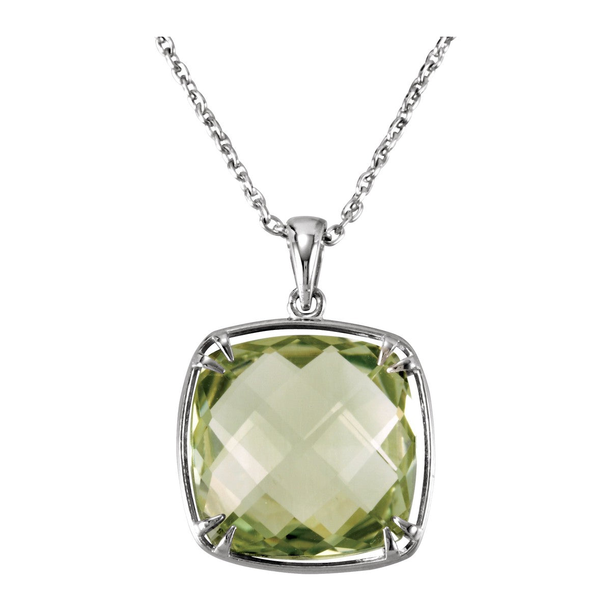 Green Quartz Cushion Necklace