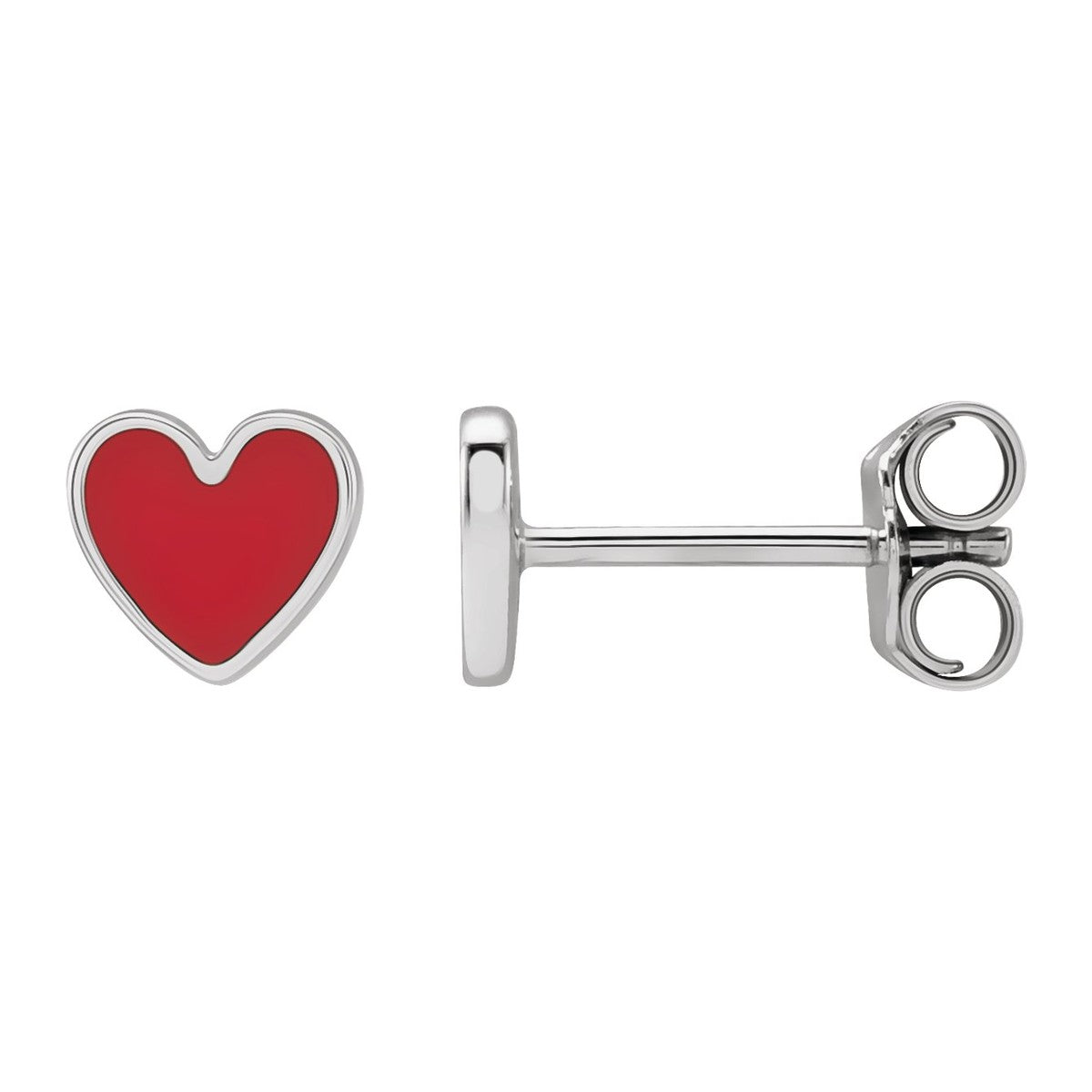 Enamel Heart Stud Earrings