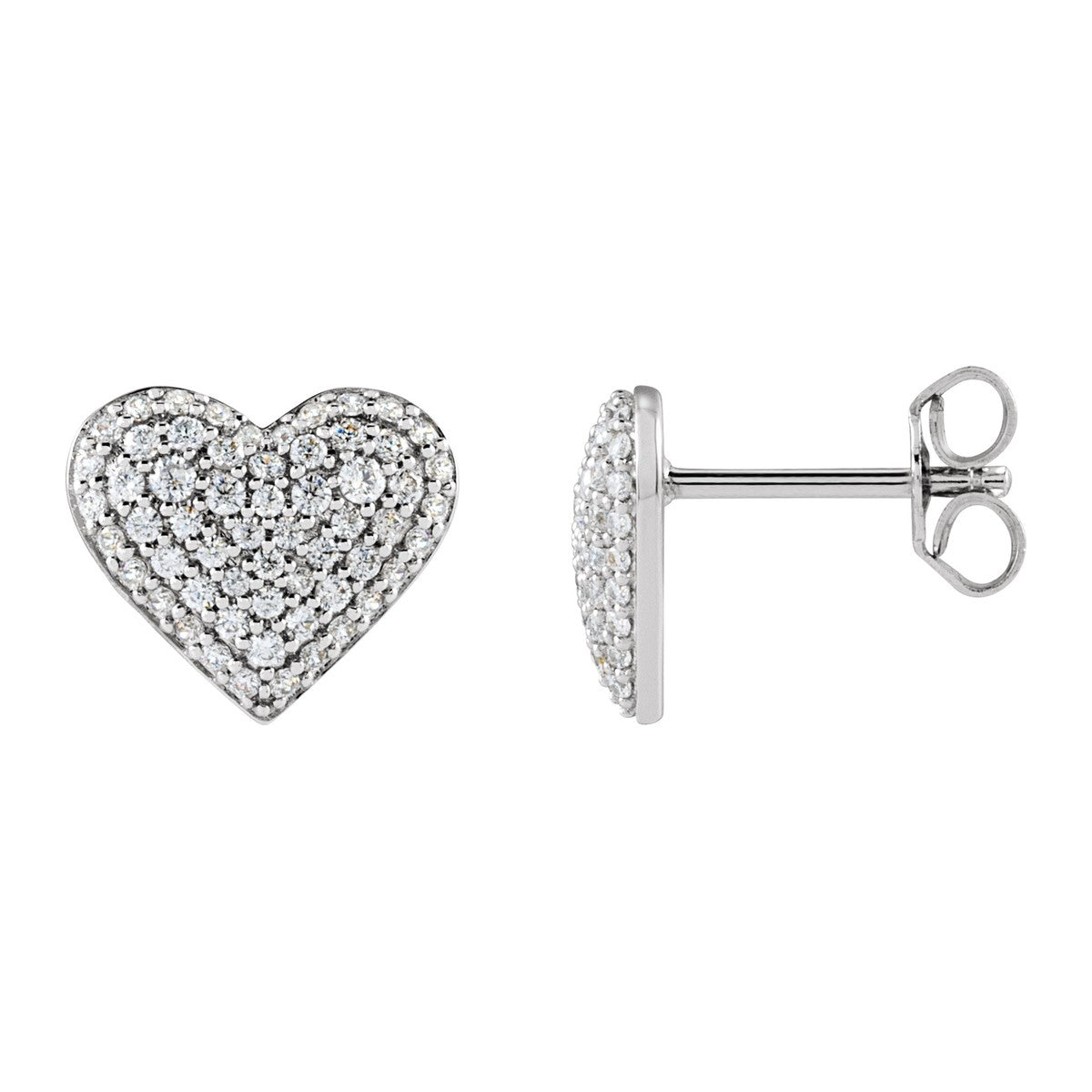Pavé Diamond Puffed Heart Earrings