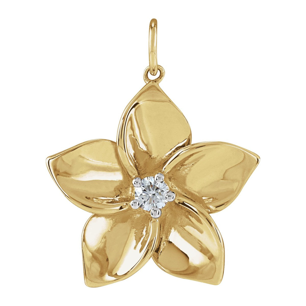 Diamond Plumeria Flower Pendant