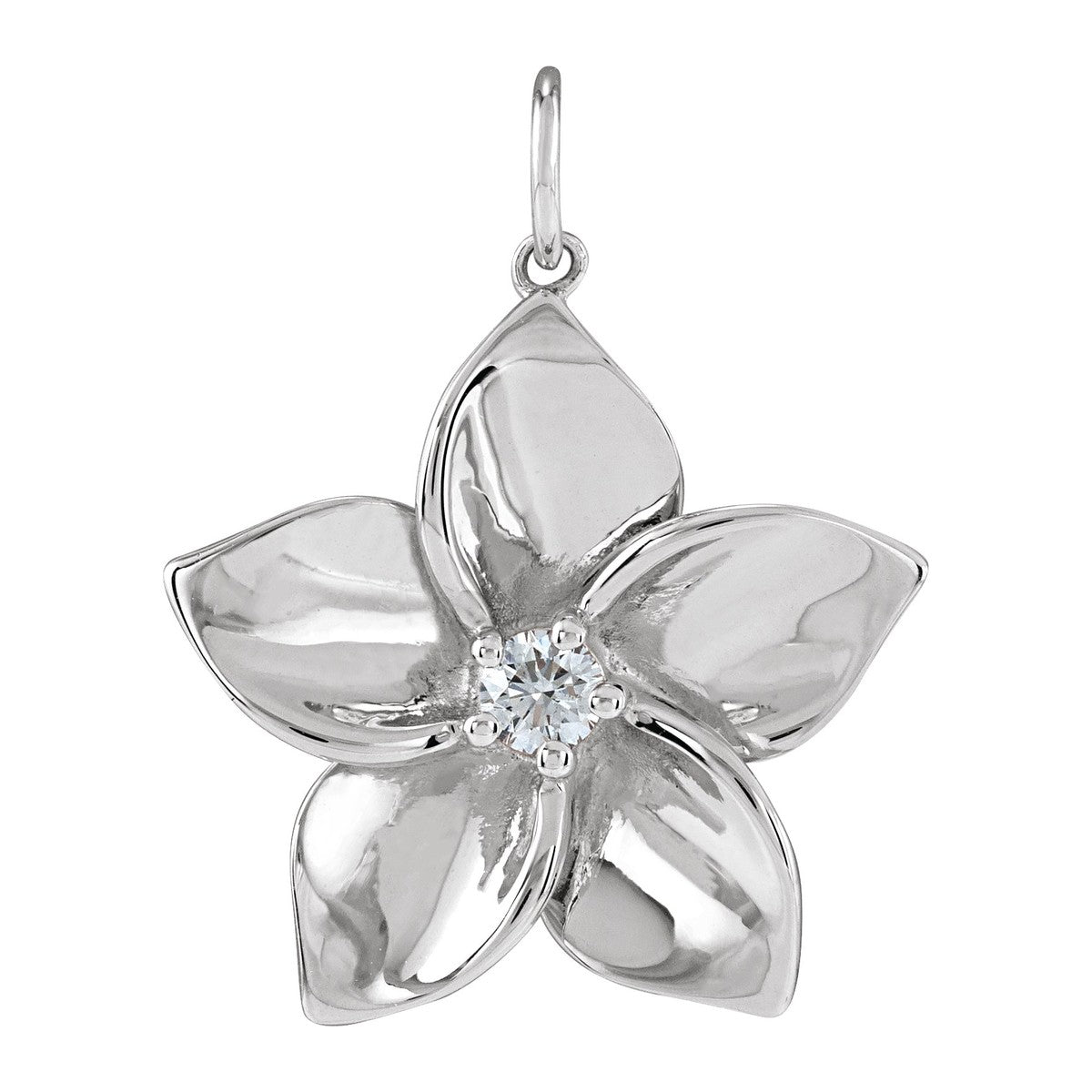 Diamond Plumeria Flower Pendant