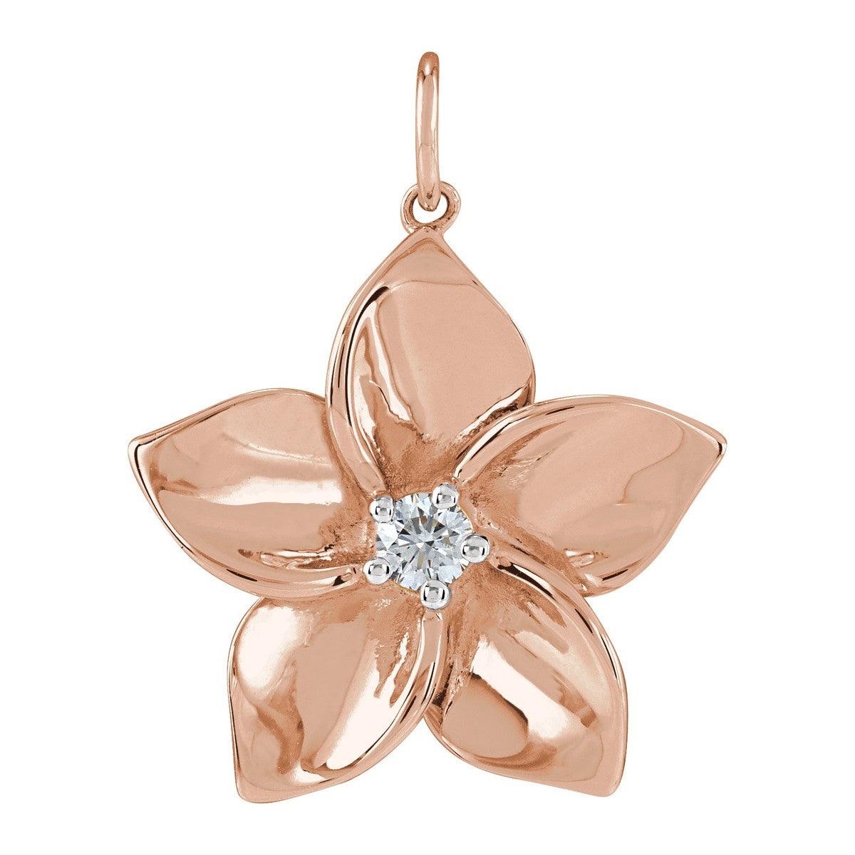 Diamond Plumeria Flower Pendant