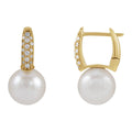 Akoya Pearl and Diamond Huggie Drop Earrings