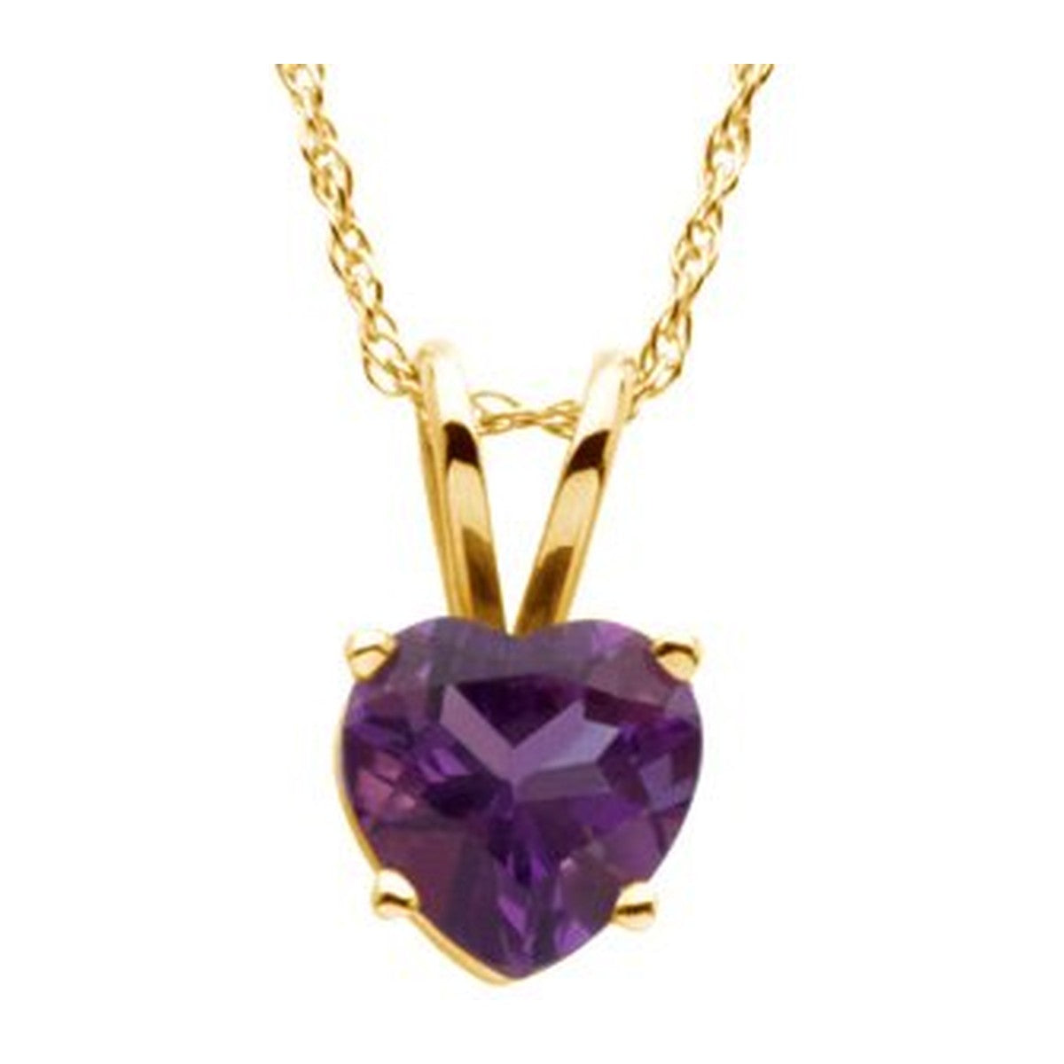 Amethyst Heart Solitaire Necklace