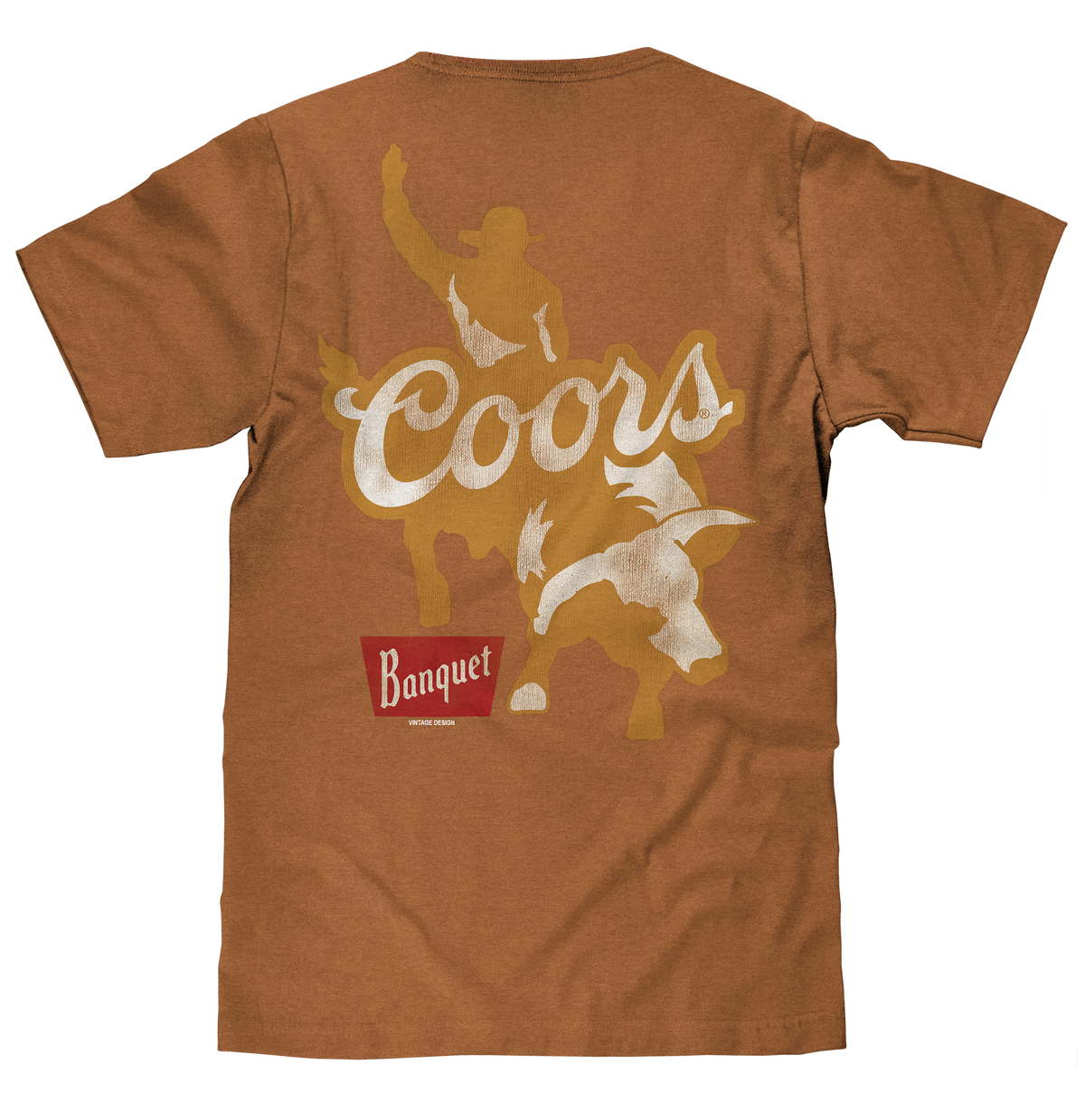 Coors Banquet Rodeo Bull Rider Front/Back T-Shirt - Brown Sugar
