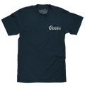 Coors Genuine Bock Beer Left Chest Front and Back Print T-Shirt - Denim Black Heather