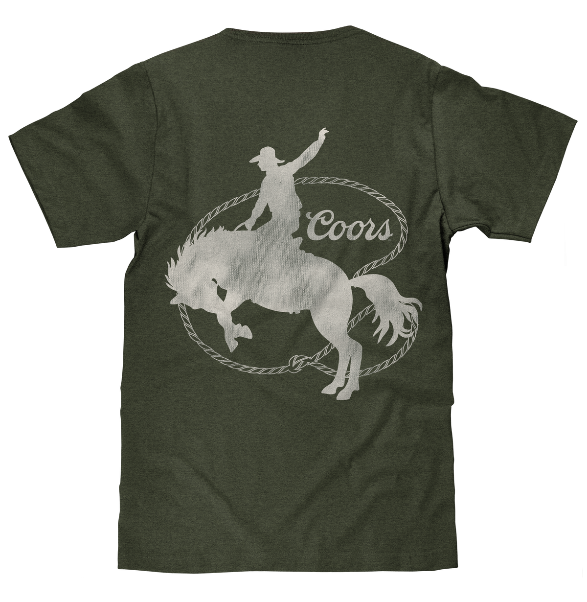 Tee Luv x Comfort Colors Faded Coors Rodeo Cowboy Left Chest Pocket T-Shirt - Moss Green
