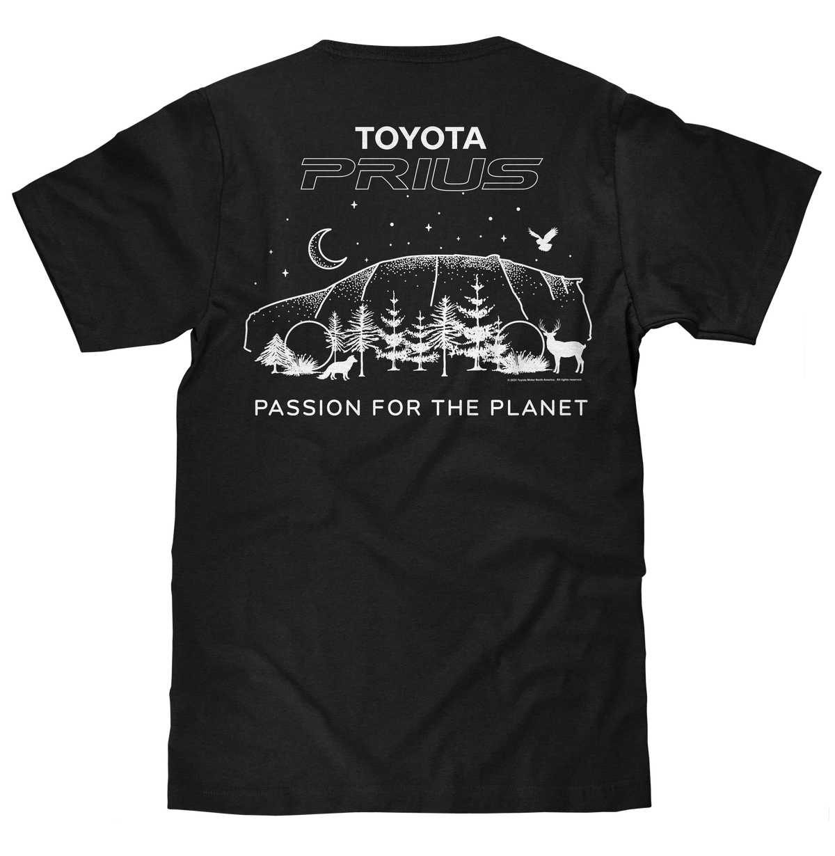 Toyota Prius Passion for the Planet Front and Back Print T-Shirt - Black