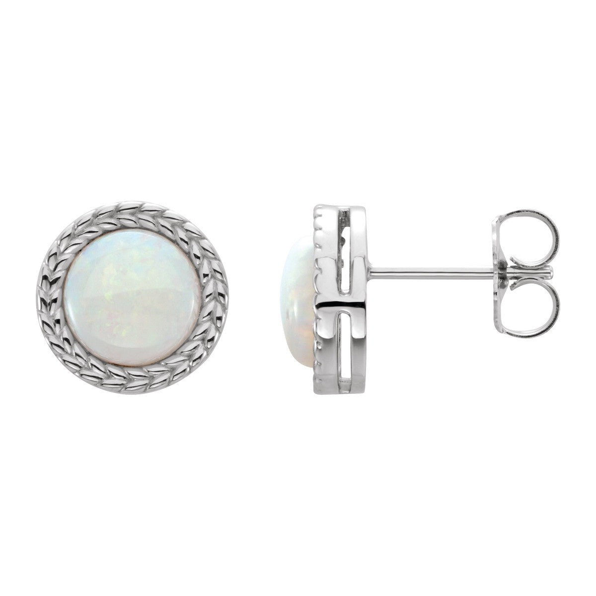 Bezel-Set Opal Leaf Stud Earrings