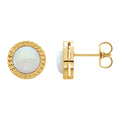 Bezel-Set Opal Leaf Stud Earrings