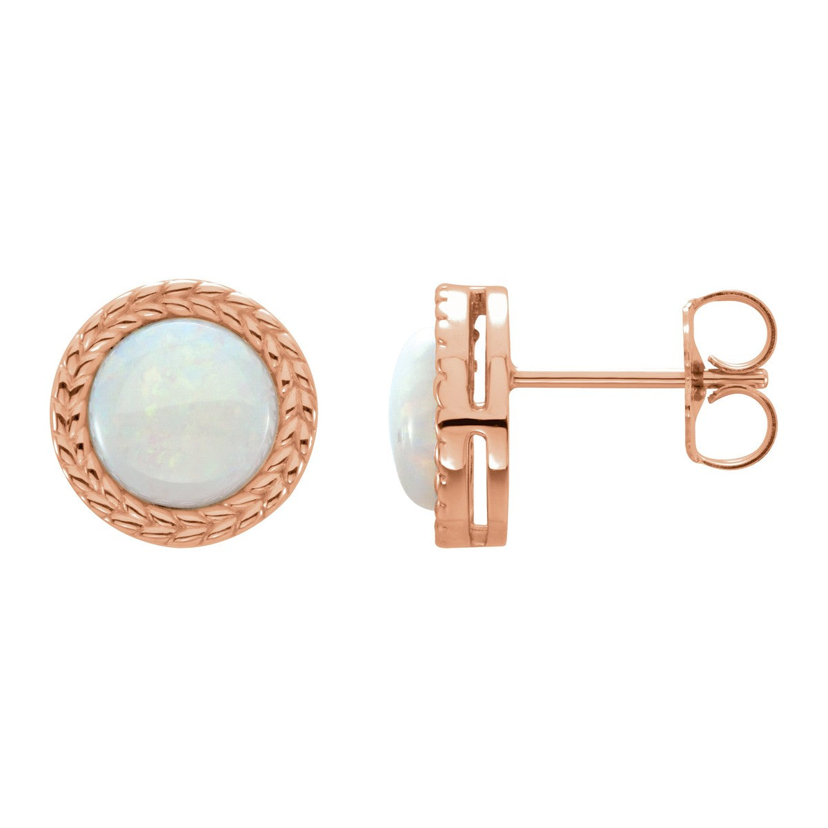 Bezel-Set Opal Leaf Stud Earrings