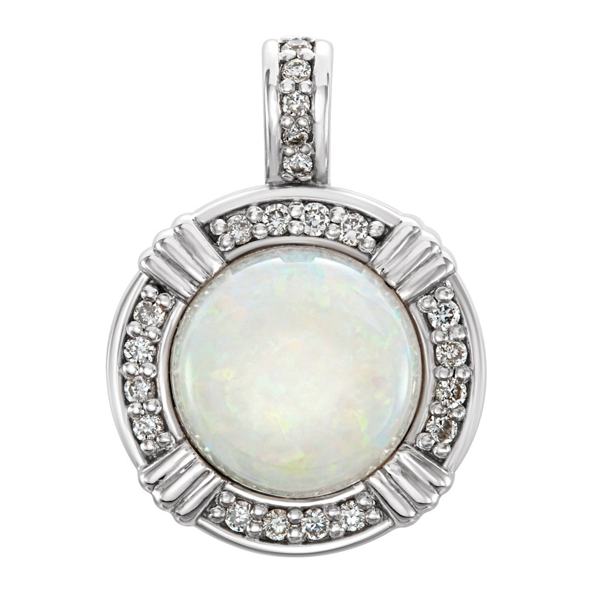 Opal and Diamond Halo Pendant