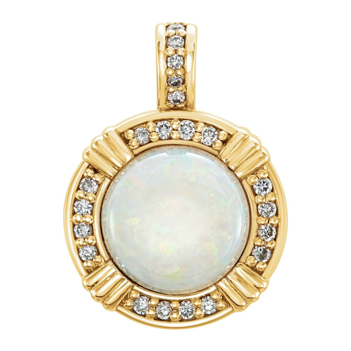 Opal and Diamond Halo Pendant