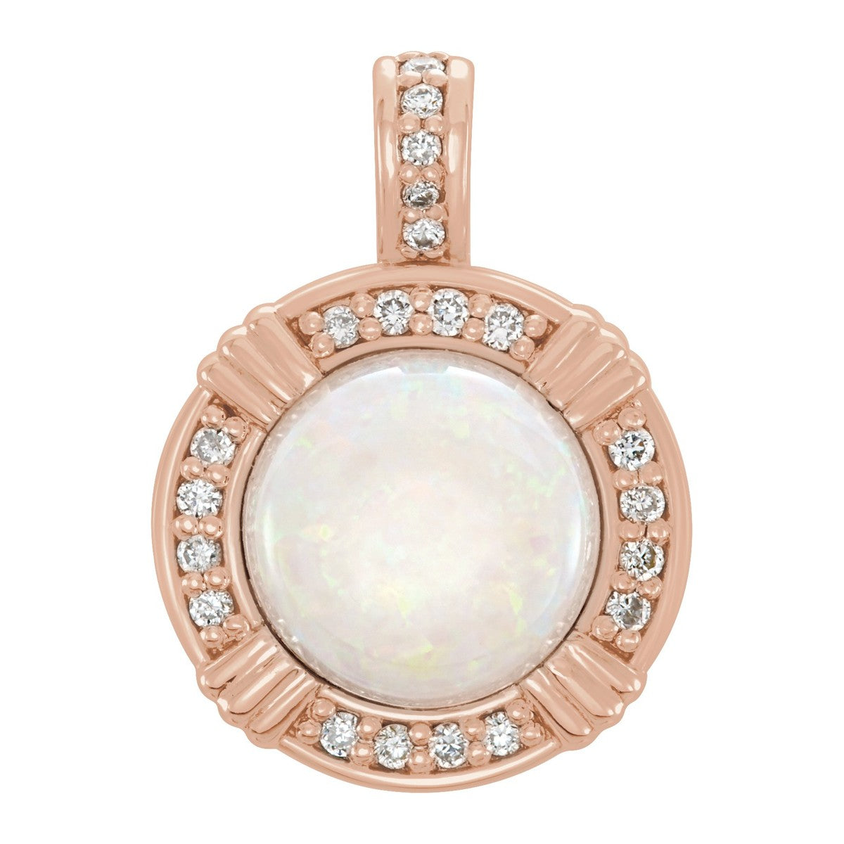 Opal and Diamond Halo Pendant