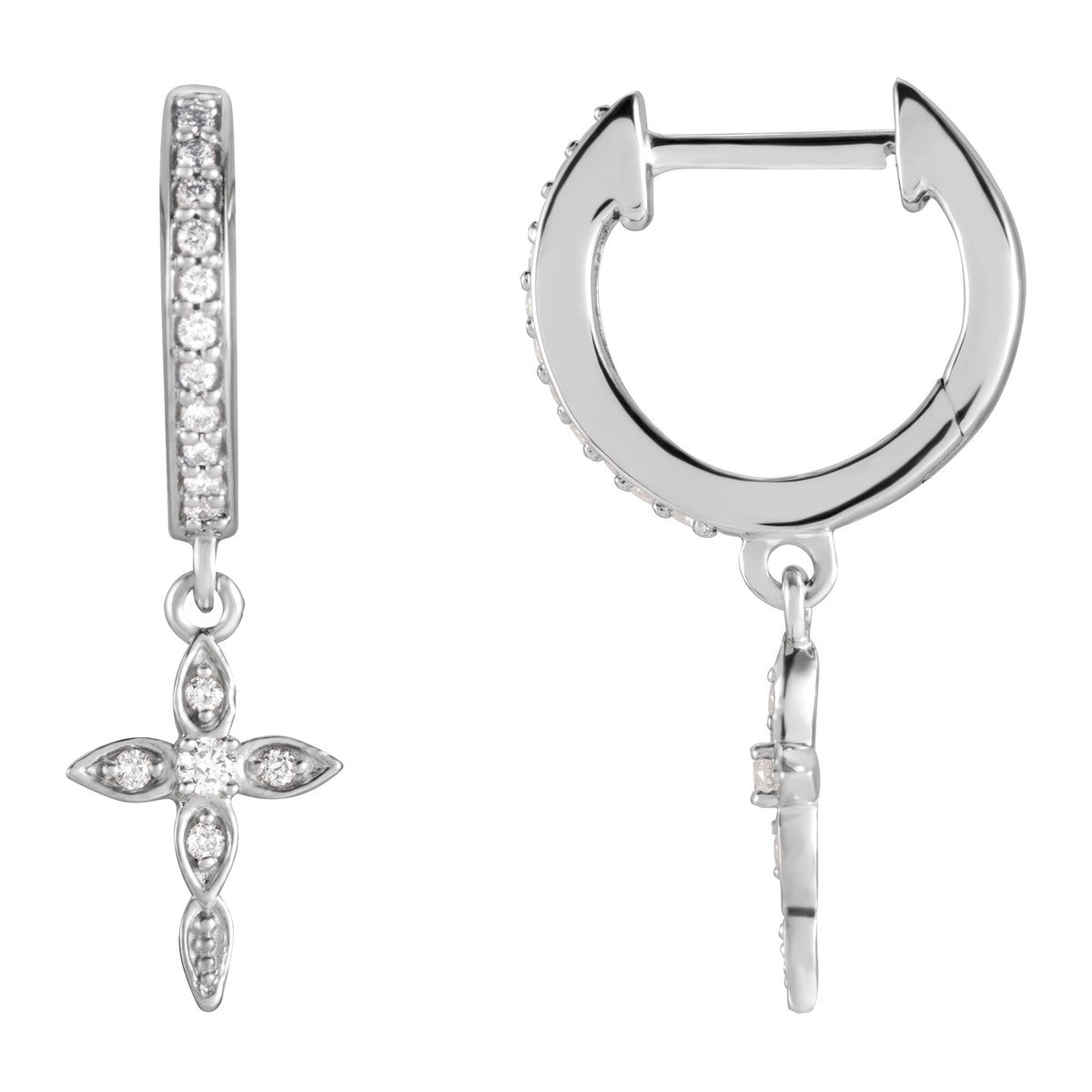 Diamond Cross Hoop Earrings