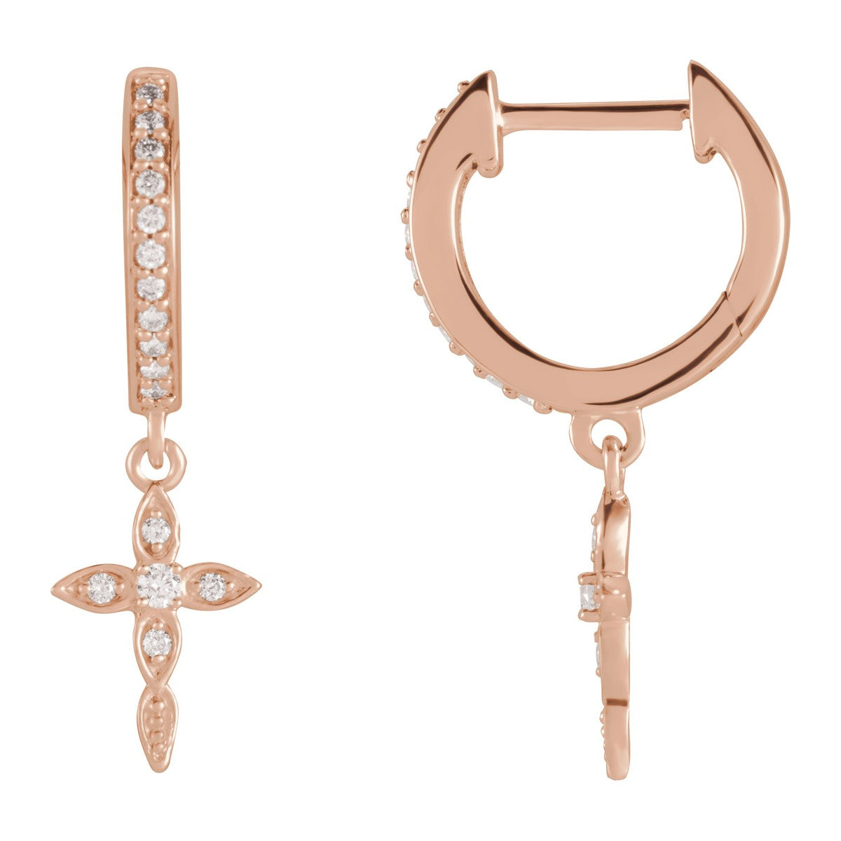 Diamond Cross Hoop Earrings