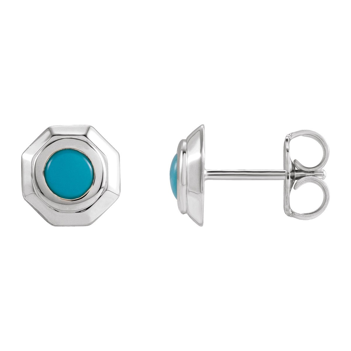 Geometric Cabochon Stud Earrings