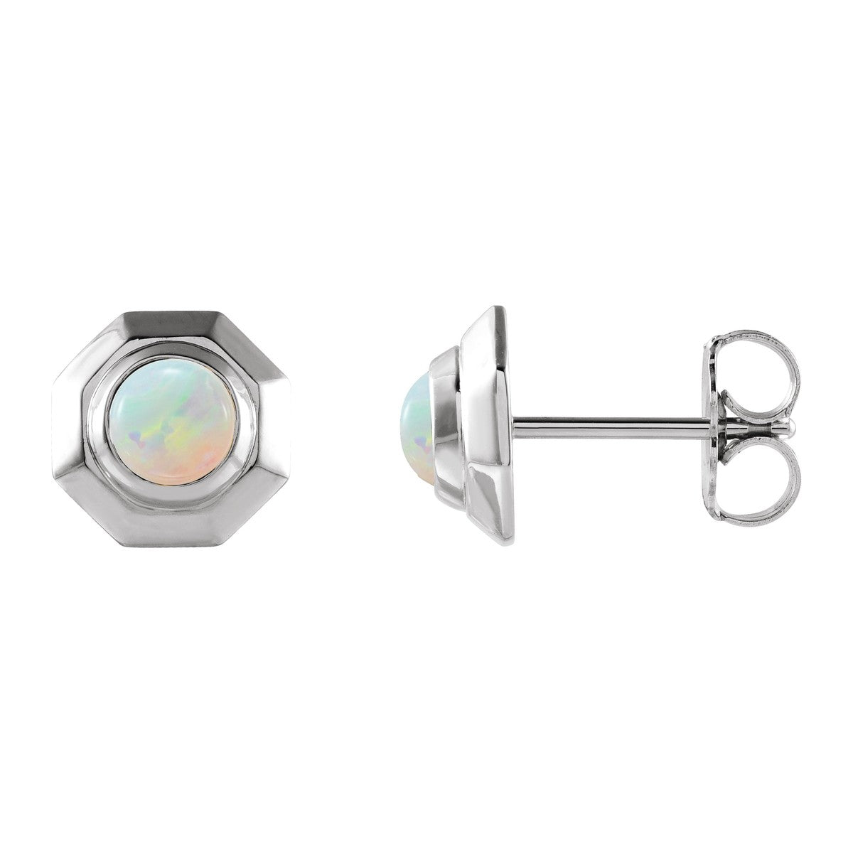 Geometric Cabochon Stud Earrings