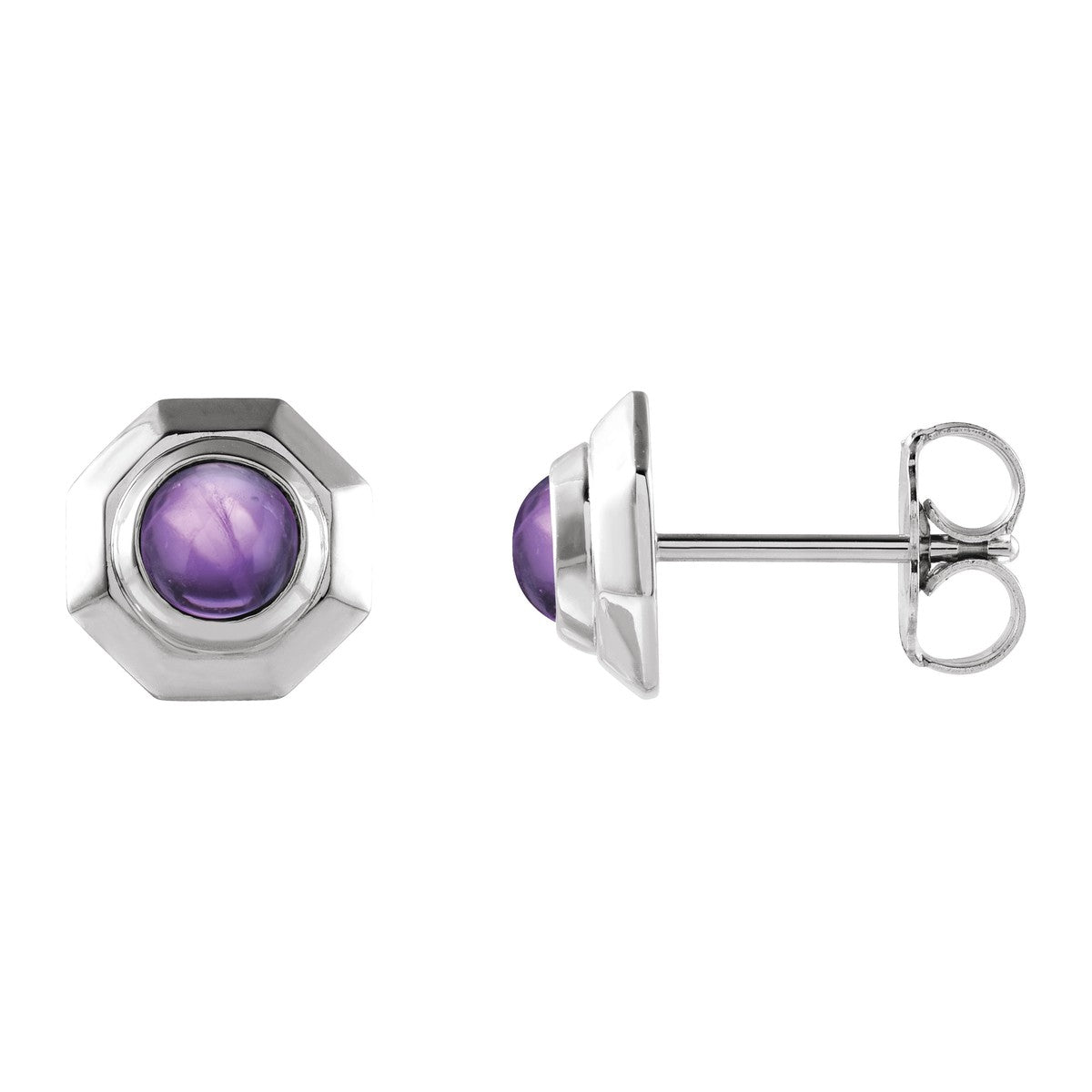 Geometric Cabochon Stud Earrings