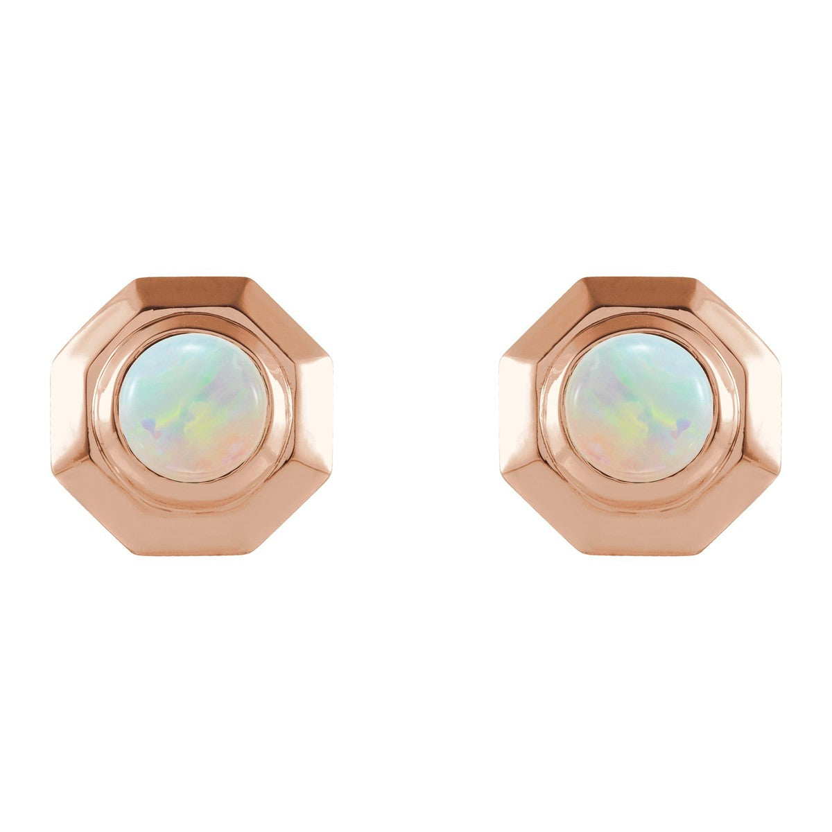 Geometric Cabochon Stud Earrings