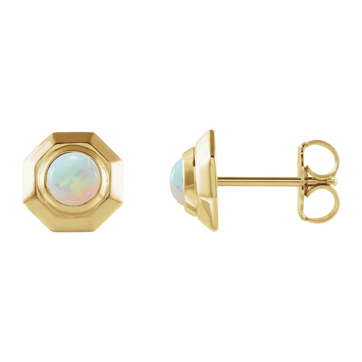 Geometric Cabochon Stud Earrings