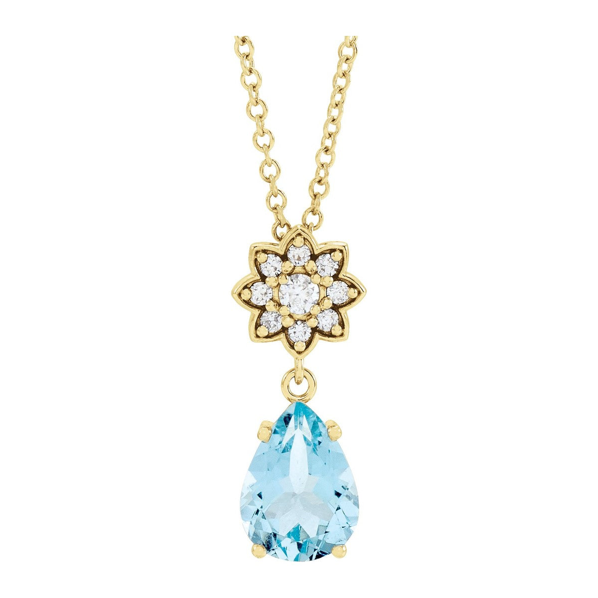 Aquamarine and Diamond Cluster Necklace