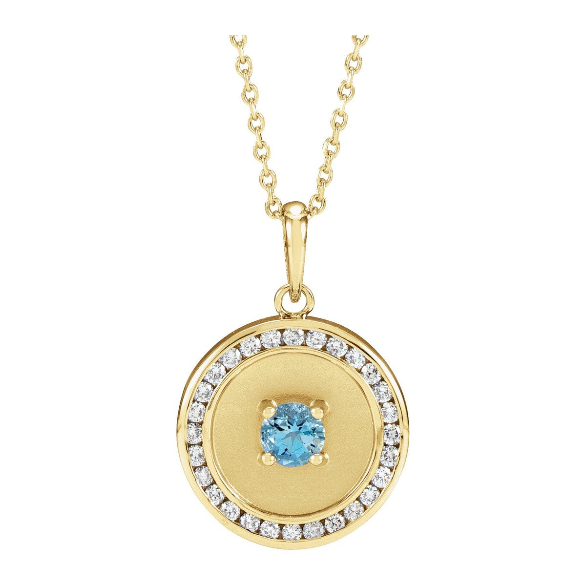 Aquamarine and Diamond Disc Necklace