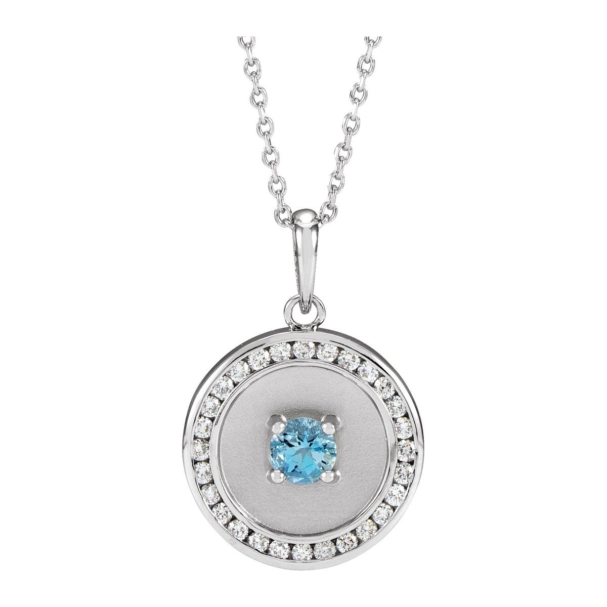 Aquamarine and Diamond Disc Necklace