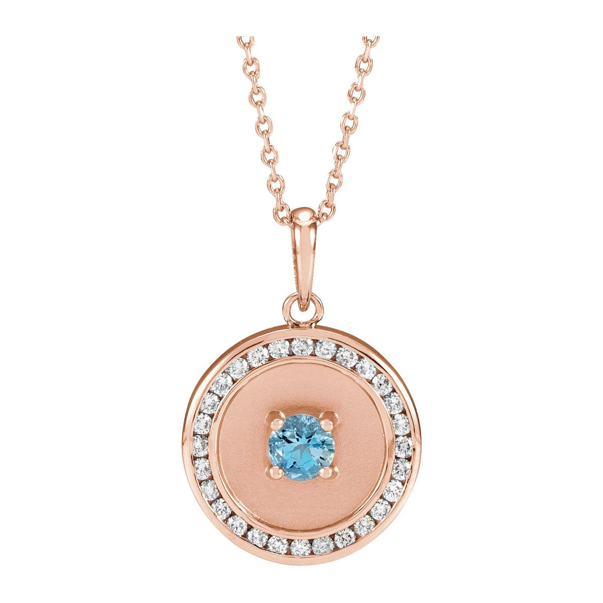 Aquamarine and Diamond Disc Necklace
