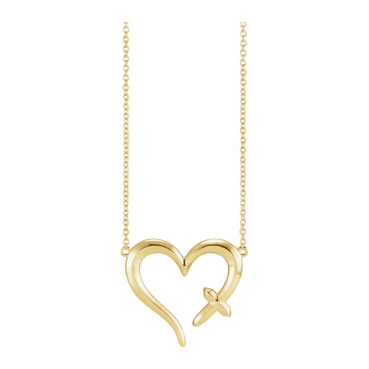 Cross and Open Heart Necklace