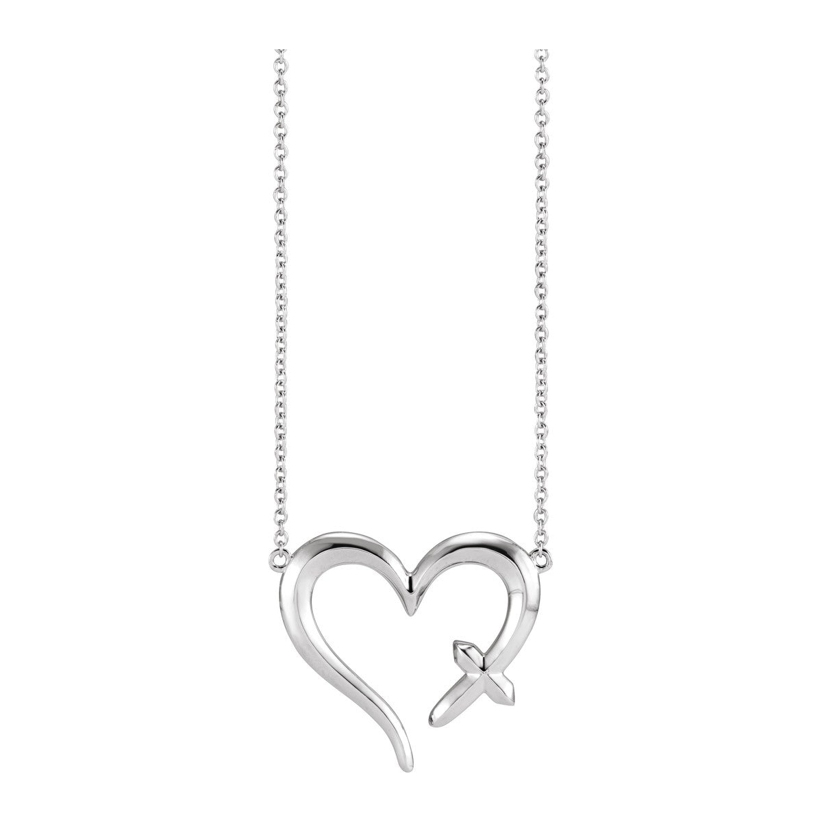 Cross and Open Heart Necklace