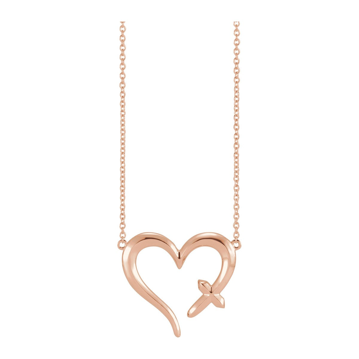 Cross and Open Heart Necklace