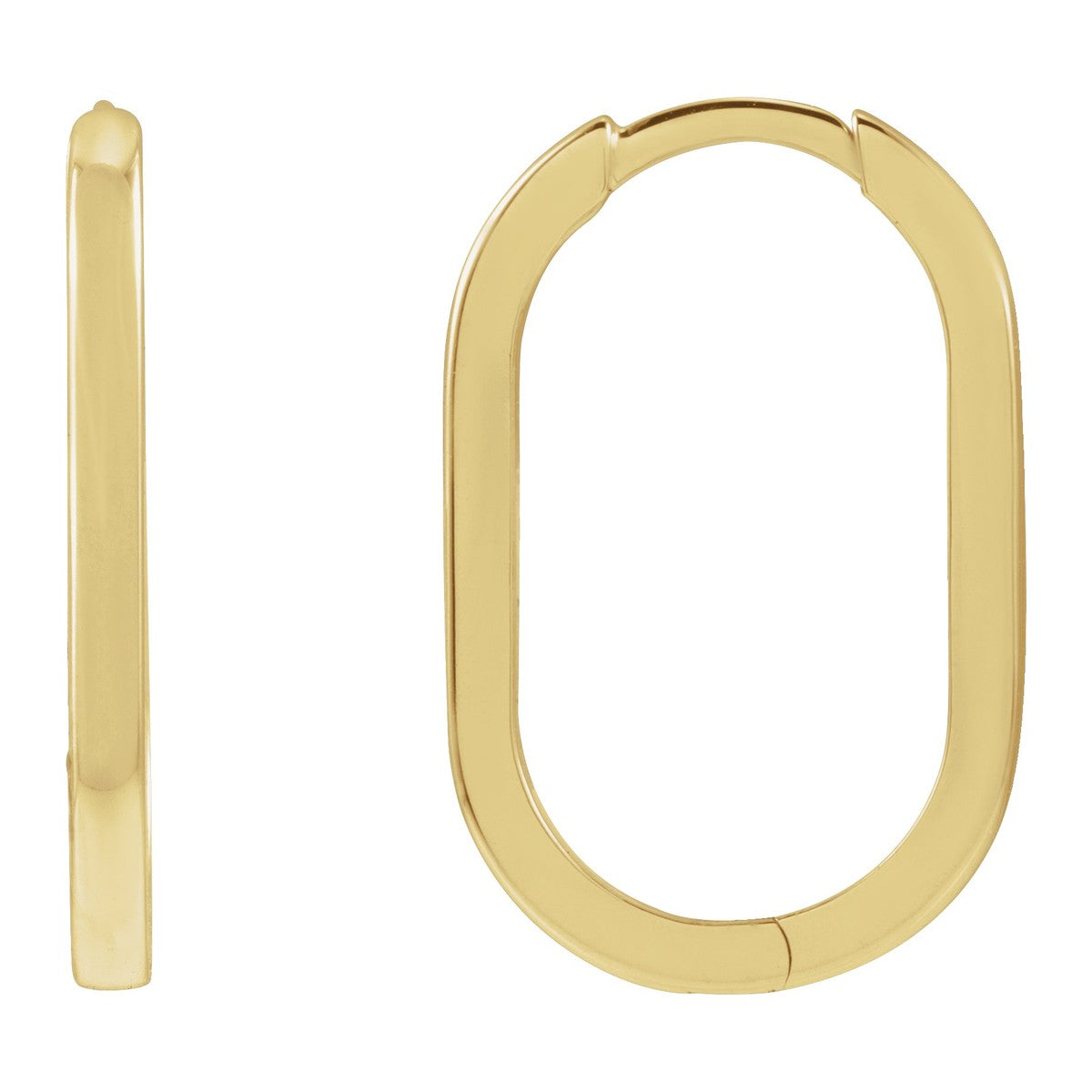 Elongated Oval Huggie Hoop Earrings