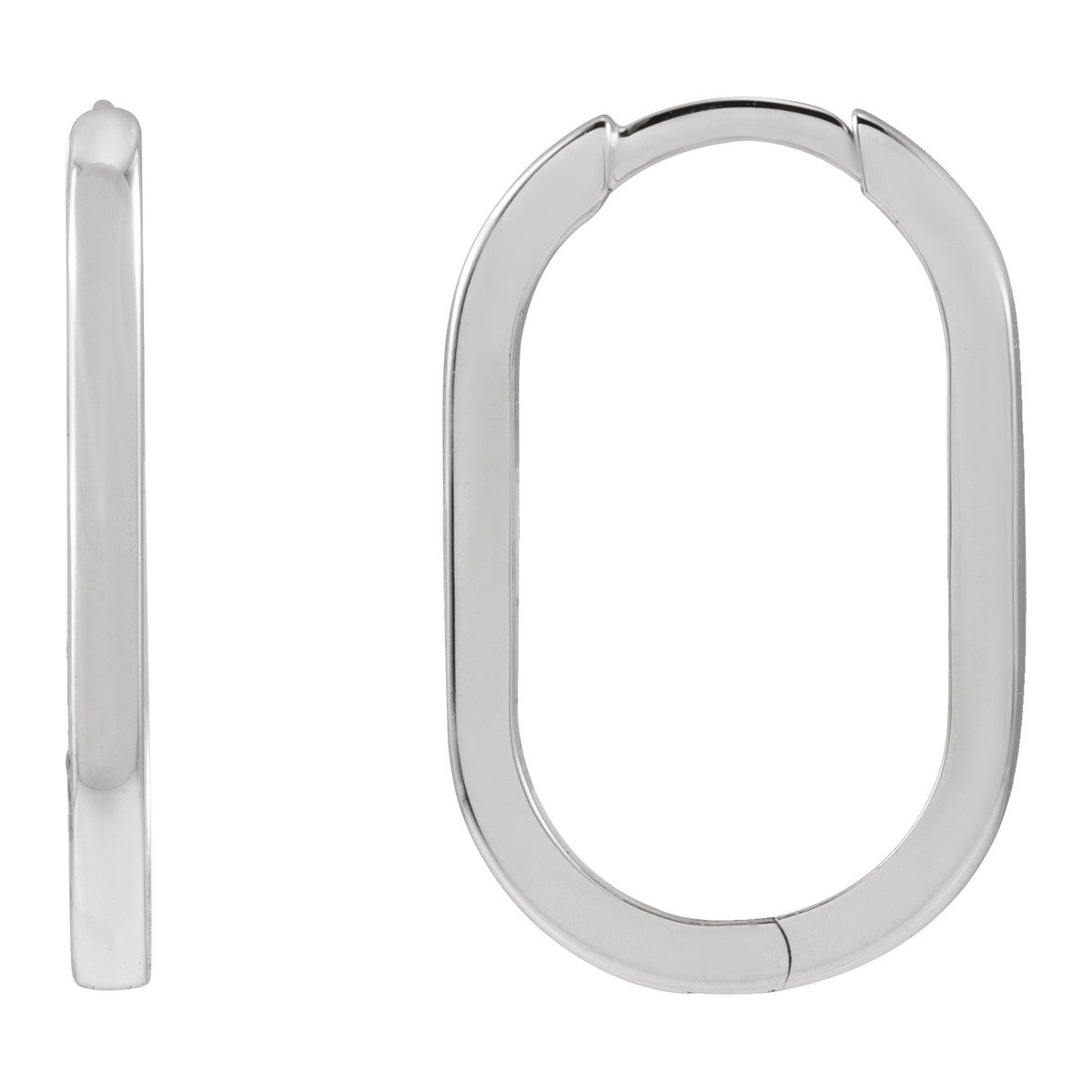 Elongated Oval Huggie Hoop Earrings