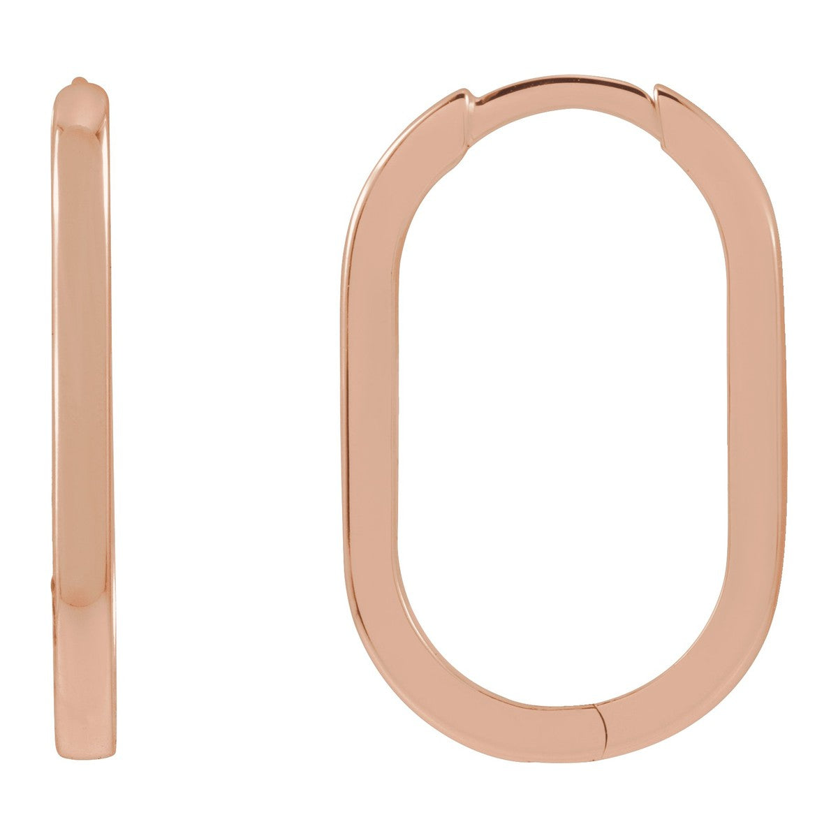 Elongated Oval Huggie Hoop Earrings