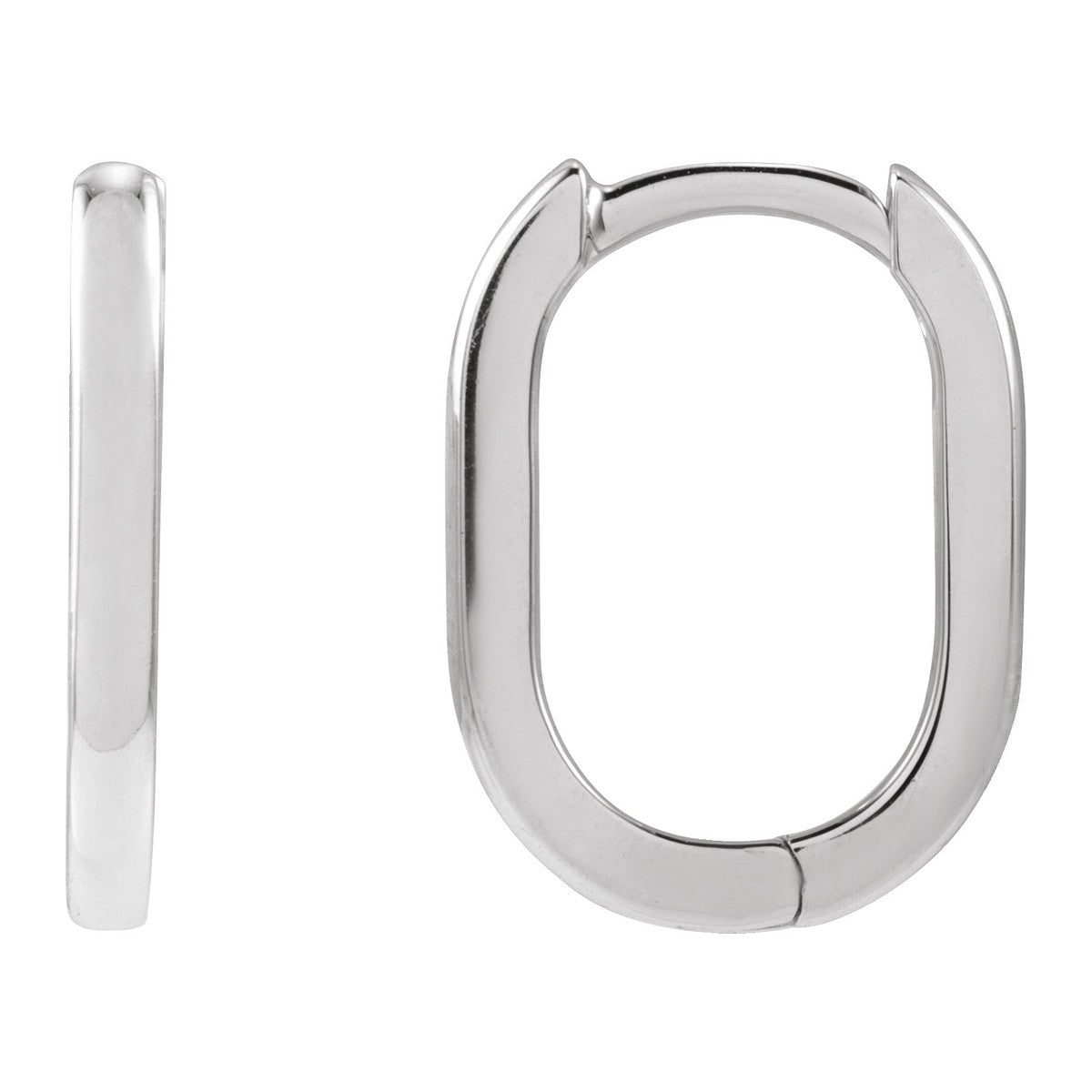 Elongated Oval Huggie Hoop Earrings