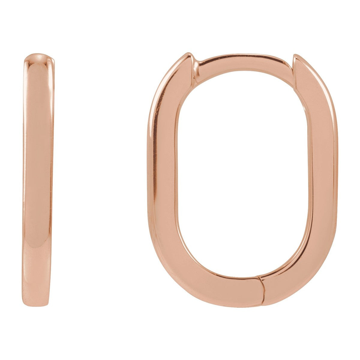 Elongated Oval Huggie Hoop Earrings