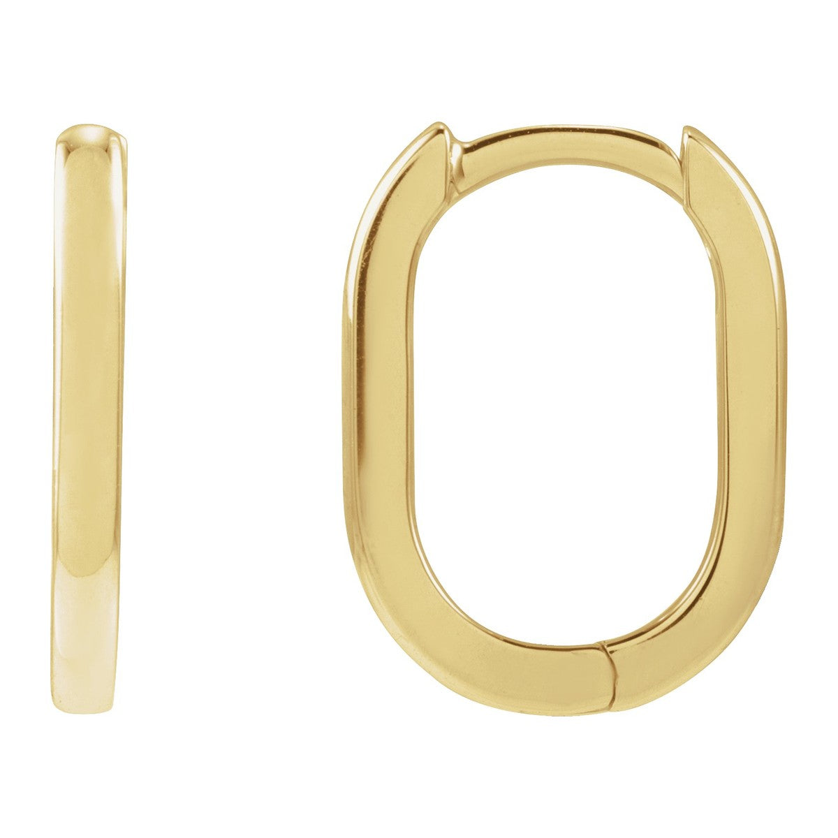 Elongated Oval Huggie Hoop Earrings