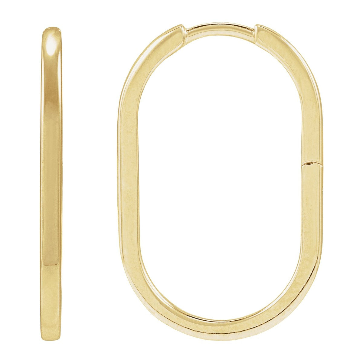 Elongated Oval Huggie Hoop Earrings