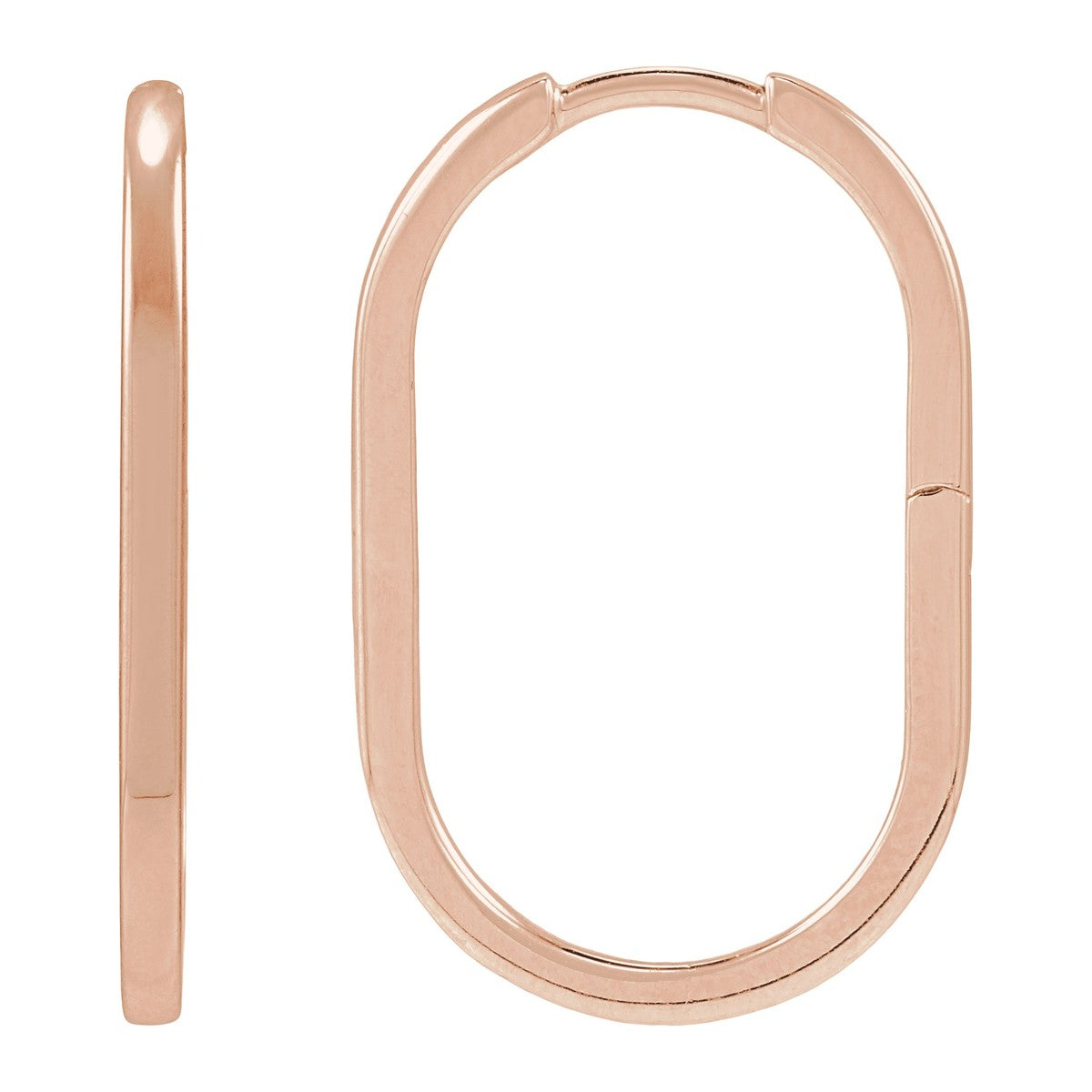 Elongated Oval Huggie Hoop Earrings