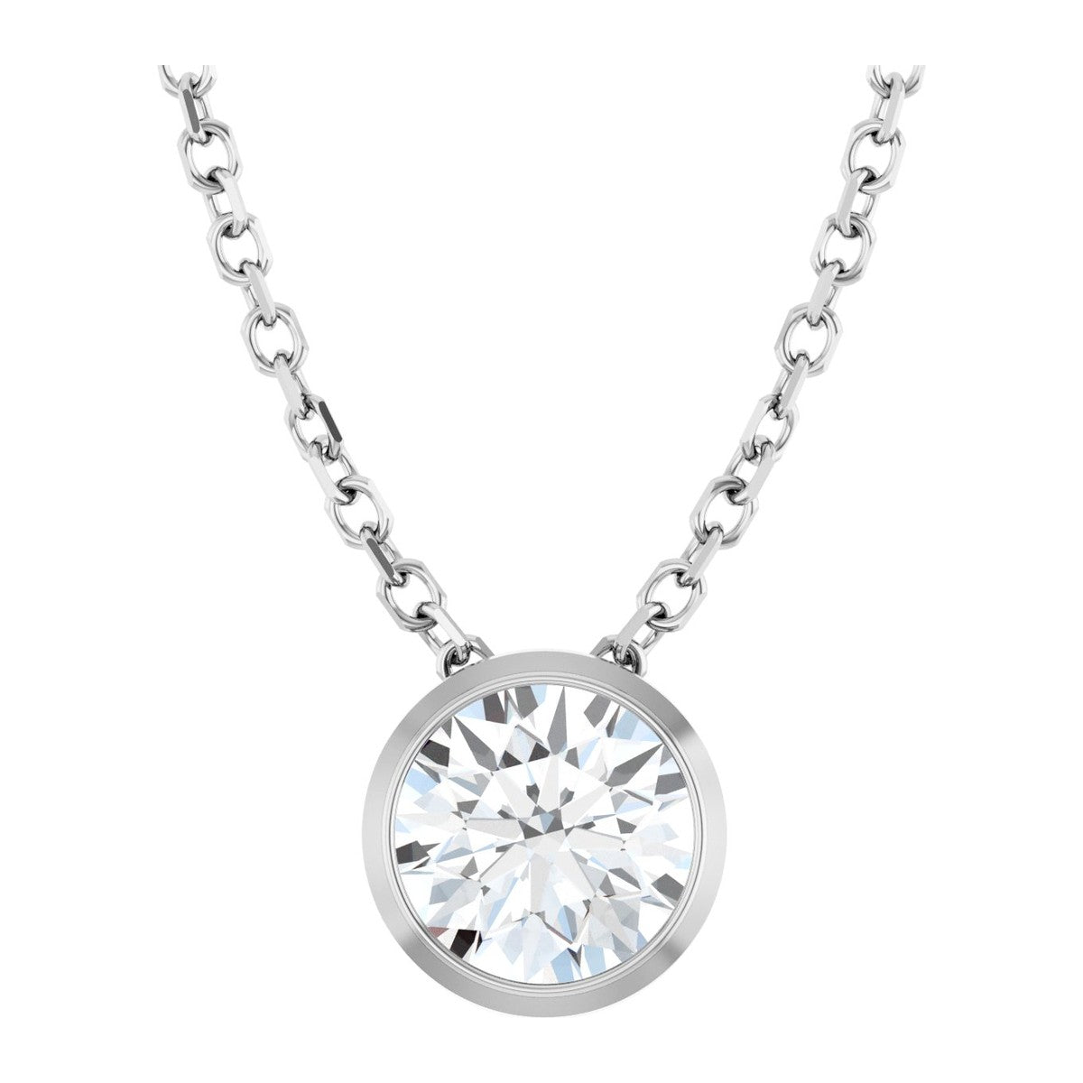 Bezel-Set Diamond Solitaire Necklace