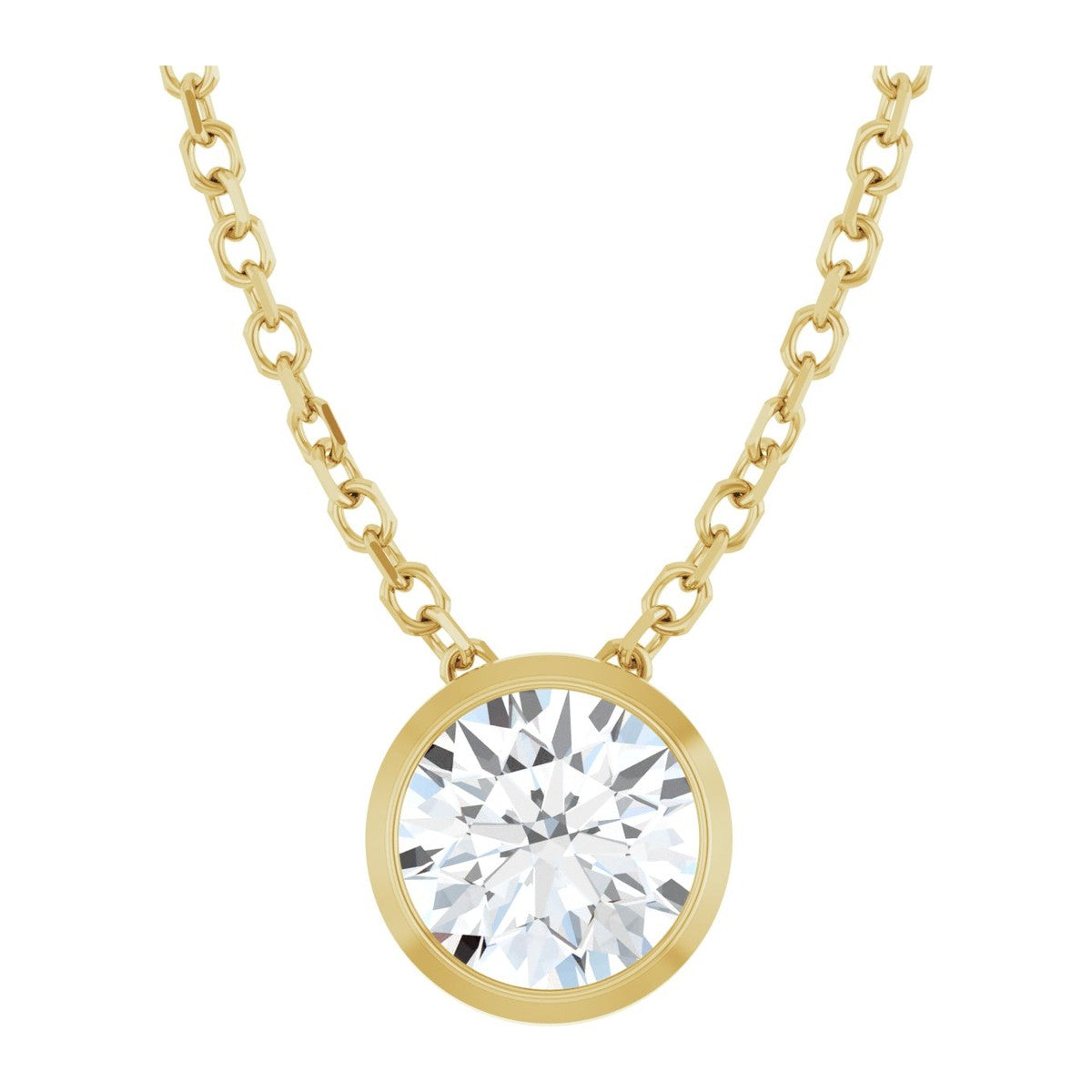 Bezel-Set Diamond Solitaire Necklace