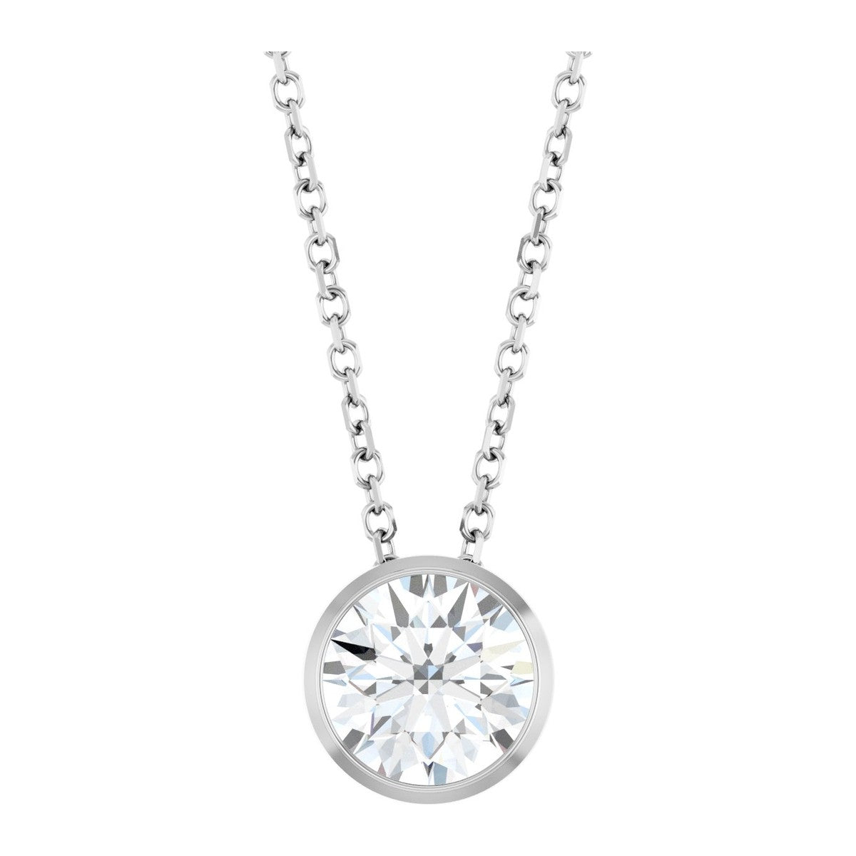 Bezel-Set Diamond Solitaire Necklace