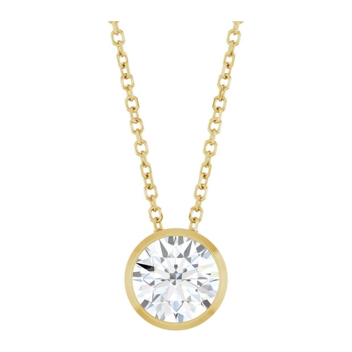 Bezel-Set Diamond Solitaire Necklace