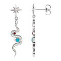 Turquoise and Ruby Snake Earrings