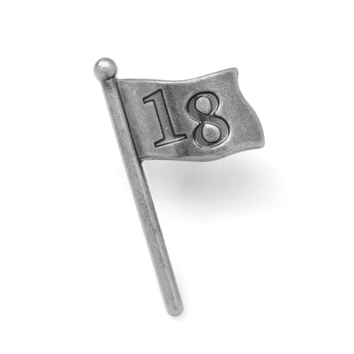 Golf 18th Hole Antique Silver Lapel Pin